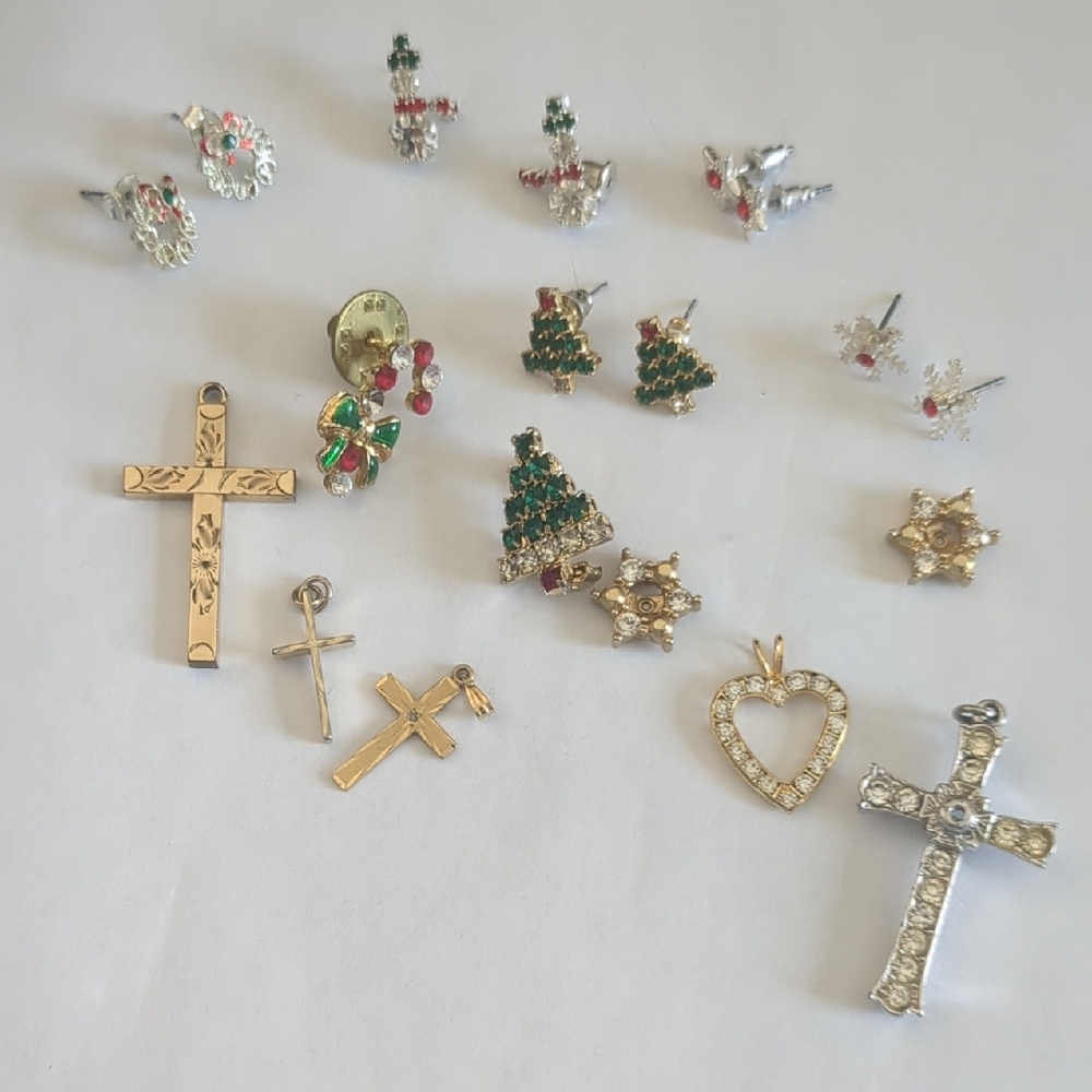 Gold and Silver Holiday Earring Set